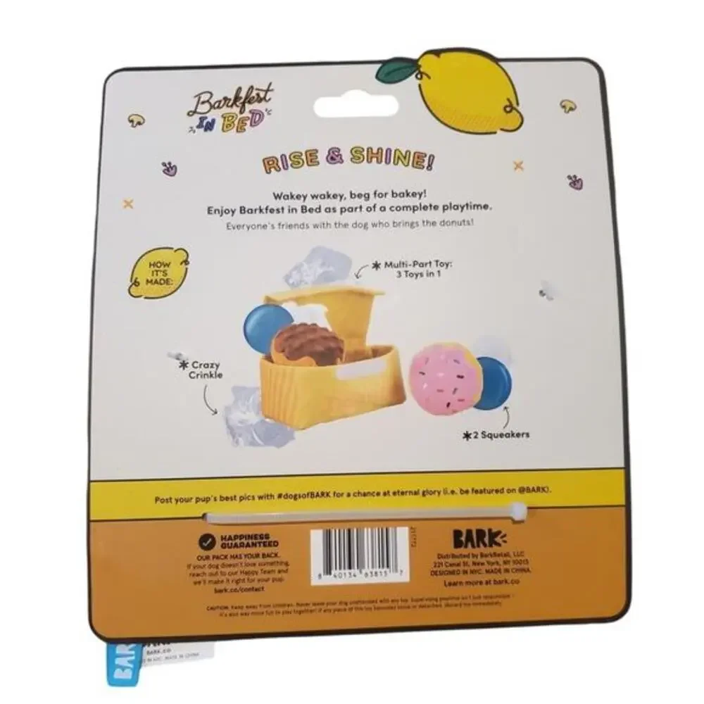 Bark Barkfest In Bed Fresh Barked Donuts Dog‎ Toy Brown Pink Plush New